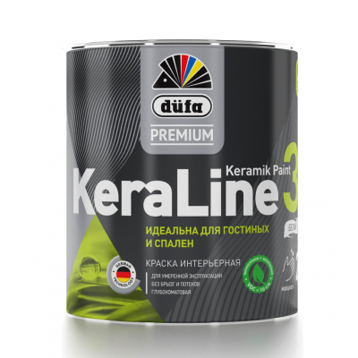 Краска для стен и потолков Dufa Premium KeraLine Keramik Paint 3 глубокоматовая белая база 1 2,5 л.