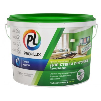 Краска для стен и потолков акриловая Profilux PL- 04А глубокоматовая белая 7 кг.