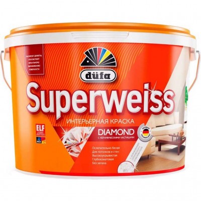Краска для стен и потолков водно-дисперсионная Dufa Superweiss RD4 глубокоматовая белая 0,9 л