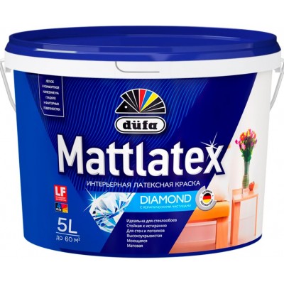 Краска для стен и потолков для влажных помещений латексная Dufa Mattlatex D100 матовая белая 2,5 л.