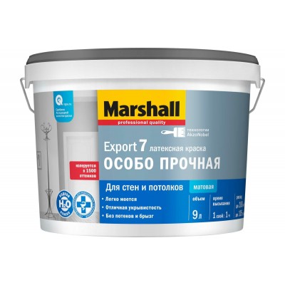 Краска для стен и потолков латексная Marshall Export-7 матовая база BC 9 л.