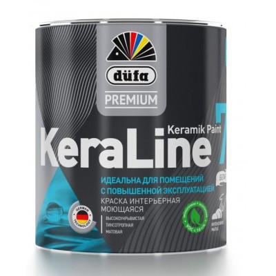 Краска для стен и потолков моющаяся Dufa Premium KeraLine Keramik Paint 7 матовая белая база 1 0,9 л.