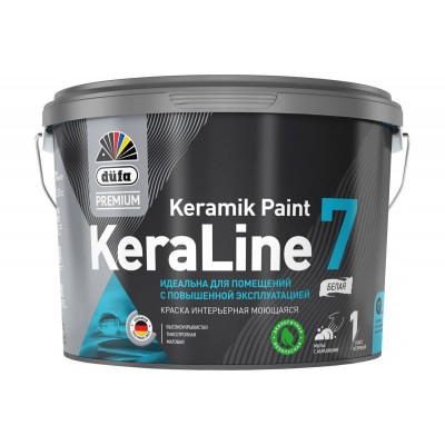 Краска для стен и потолков моющаяся Dufa Premium KeraLine Keramik Paint 7 матовая прозрачная база 3 9 л.