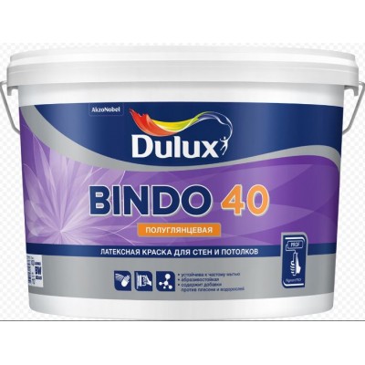 Краска для стен и потолков специальная Dulux Professional Bindo 40 полуглянцевая база BW 9 л.