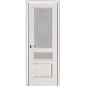 Дверь межкомнатная Вена Версаче белая патина остекленная